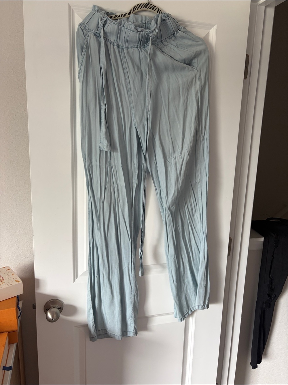 Thread & Supply Light Blue Drawstring Wide-Leg Pants